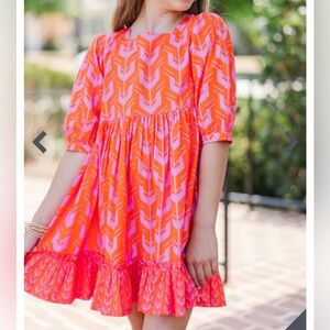 Charming Orange and Pink Kids Dress